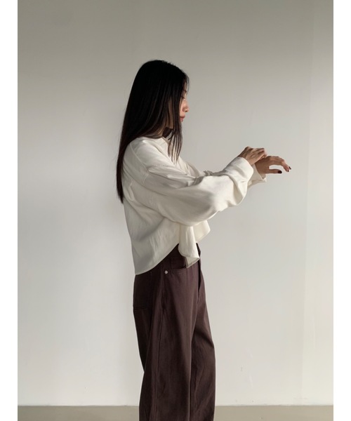 Didot.showroom(ディドット ショールーム)の「ラウンドヘムクロップド丈ワークシャツ(シャツ/ブラウス・レディース・アイボリー/ブラック/スカイブルー・FREE)」の21枚目の写真