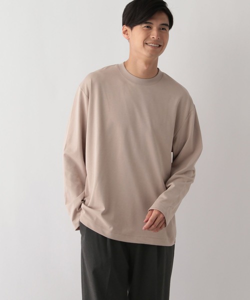 GLOBAL WORK Smile Seed Store（グローバルワーク スマイルシードストア）の「多機能Tシャツ長袖/144106（Tシャツ/カットソー・メンズ・ピンクベージュ/ベージュ/オフホワイト/チャコール/ブルー系その他/ライトグレー/ブラウン/ブラック・LARGE/MEDIUM/X-LARGE/SMALL）」の8枚目の写真