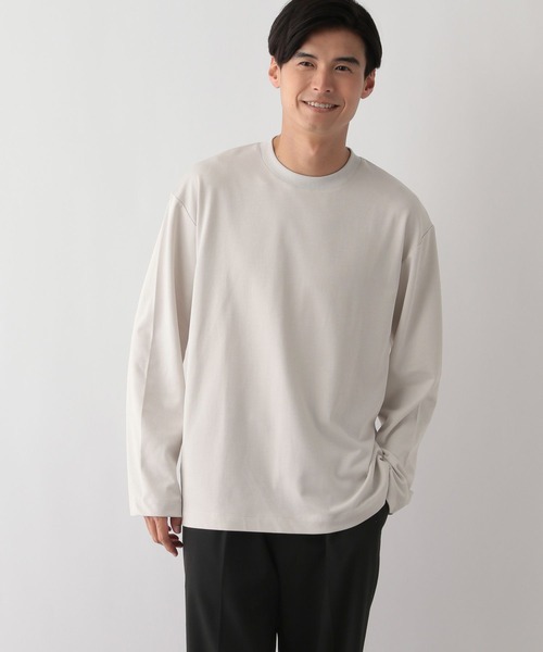 GLOBAL WORK Smile Seed Store（グローバルワーク スマイルシードストア）の「多機能Tシャツ長袖/144106（Tシャツ/カットソー・メンズ・ピンクベージュ/ベージュ/オフホワイト/チャコール/ブルー系その他/ライトグレー/ブラウン/ブラック・LARGE/MEDIUM/X-LARGE/SMALL）」の4枚目の写真