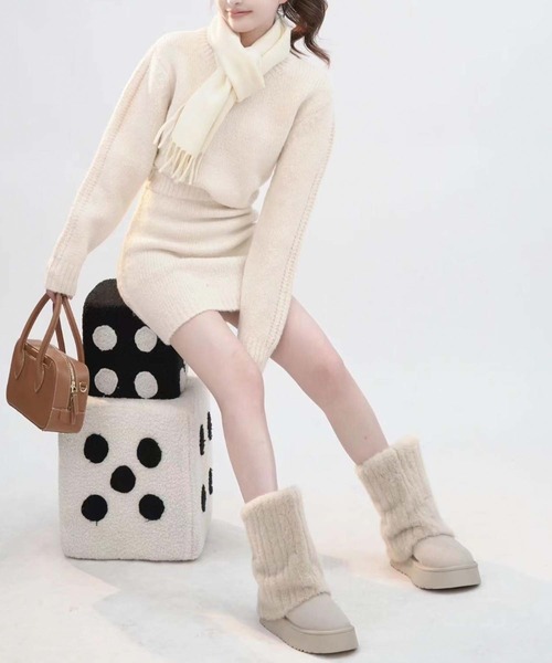 Doula Doula（ドゥーラドゥーラ）の「セットアップ ニットプルオーバー＆ミニスカート 2点セット（セットアップ・レディース・グレー/アイボリー/モカ・FREE）」の8枚目の写真