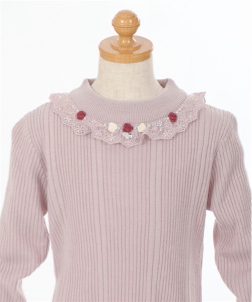 axes femme（アクシーズファム）の「バラボトルネックリブプルオーバー（ニット/セーター・キッズ・ピンク/サックスブルー・MEDIUM/LARGE/X-LARGE）」の9枚目の写真