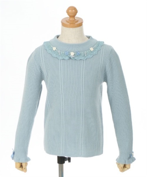 axes femme（アクシーズファム）の「バラボトルネックリブプルオーバー（ニット/セーター・キッズ・ピンク/サックスブルー・MEDIUM/LARGE/X-LARGE）」の15枚目の写真