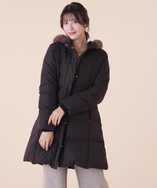 新品 ファー付き黒ダウンジャケット ミディ丈 JILL by JILL STUART（ジルバイジルスチュアート）の