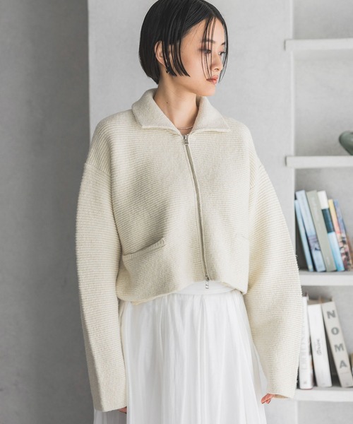 A part by（アパートバイ）の「ラメエリZIPカーディガン（カーディガン