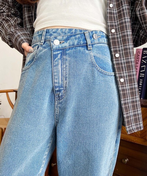 セール】アシンメトリーストレートデニムパンツ（デニムパンツ