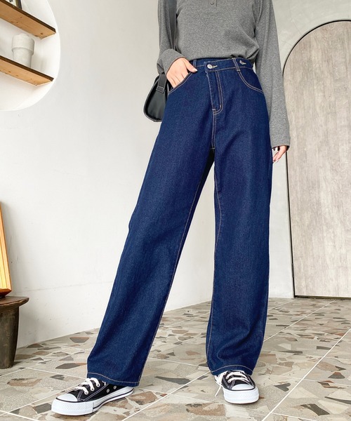 セール】アシンメトリーストレートデニムパンツ（デニムパンツ