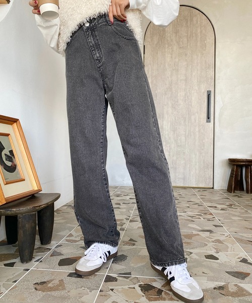 セール】アシンメトリーストレートデニムパンツ（デニムパンツ