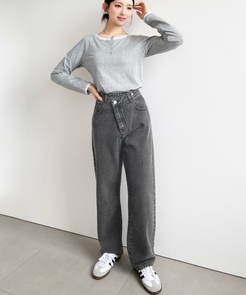 セール】アシンメトリーストレートデニムパンツ（デニムパンツ