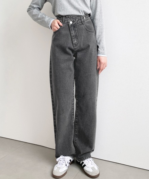 セール】アシンメトリーストレートデニムパンツ（デニムパンツ