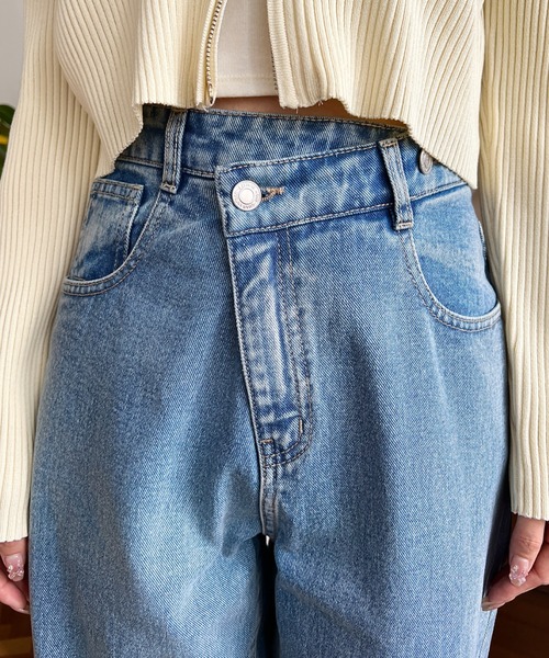 moment+(モーメントプラス)の「アシンメトリーストレートデニムパンツ(デニムパンツ・レディース・ブラック/インディゴブルー/サックスブルー・M/S/L)」の6枚目の写真