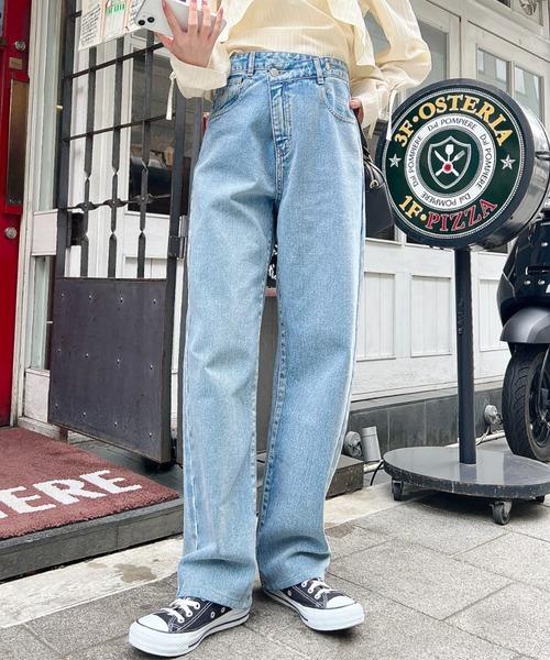 moment+(モーメントプラス)の「アシンメトリーストレートデニムパンツ(デニムパンツ・レディース・ブラック/インディゴブルー/サックスブルー・M/S/L)」の20枚目の写真
