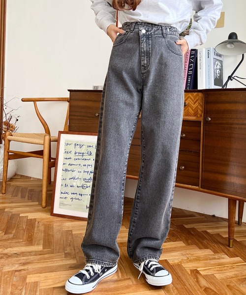 セール】アシンメトリーストレートデニムパンツ（デニムパンツ