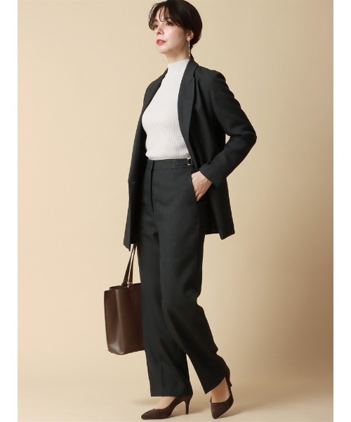 SUIT SQUARE（スーツスクエア）の「ダブルブレストジャケット ウォッシャブル シャンブレー シャークスキン（スーツジャケット・レディース・ブラック/ブラウン/ネイビー・38(9号)/36(7号)/40(11号)）」の18枚目の写真