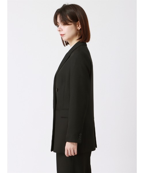 SUIT SQUARE（スーツスクエア）の「ダブルブレストジャケット ウォッシャブル シャンブレー シャークスキン（スーツジャケット・レディース・ブラック/ブラウン/ネイビー・38(9号)/36(7号)/40(11号)）」の13枚目の写真