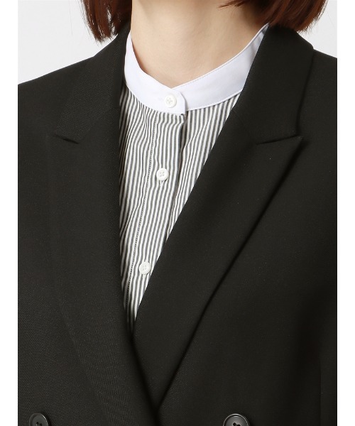 SUIT SQUARE（スーツスクエア）の「ダブルブレストジャケット ウォッシャブル シャンブレー シャークスキン（スーツジャケット・レディース・ブラック/ブラウン/ネイビー・38(9号)/36(7号)/40(11号)）」の10枚目の写真
