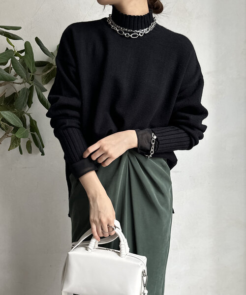 【WEB限定】モッチリミドルゲージハイネックニット（ニット/セーター）｜DouDou（ドゥドゥ）