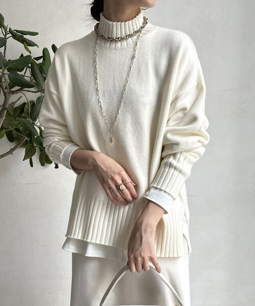 【WEB限定】モッチリミドルゲージハイネックニット（ニット/セーター）｜DouDou（ドゥドゥ）