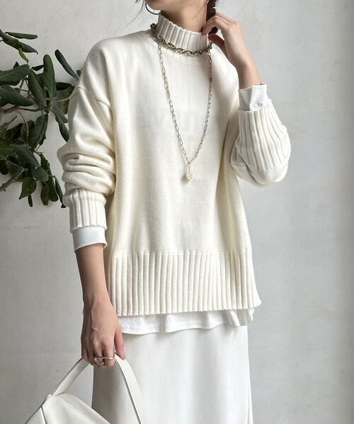 【WEB限定】モッチリミドルゲージハイネックニット（ニット/セーター）｜DouDou（ドゥドゥ）