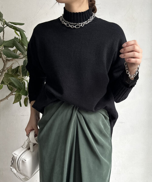 【WEB限定】モッチリミドルゲージハイネックニット（ニット/セーター）｜DouDou（ドゥドゥ）