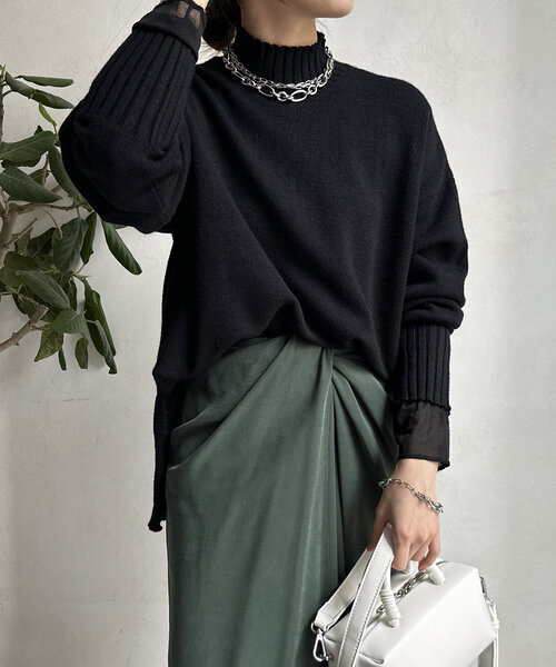 【WEB限定】モッチリミドルゲージハイネックニット（ニット/セーター）｜DouDou（ドゥドゥ）