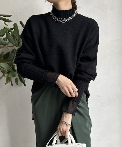 【WEB限定】モッチリミドルゲージハイネックニット（ニット/セーター）｜DouDou（ドゥドゥ）