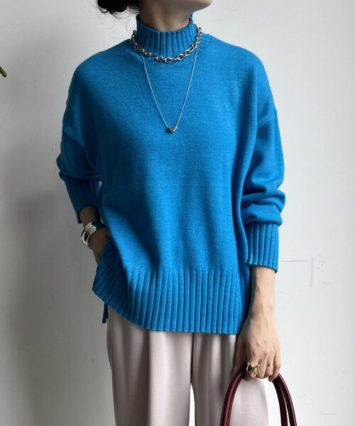 【WEB限定】モッチリミドルゲージハイネックニット（ニット/セーター）｜DouDou（ドゥドゥ）