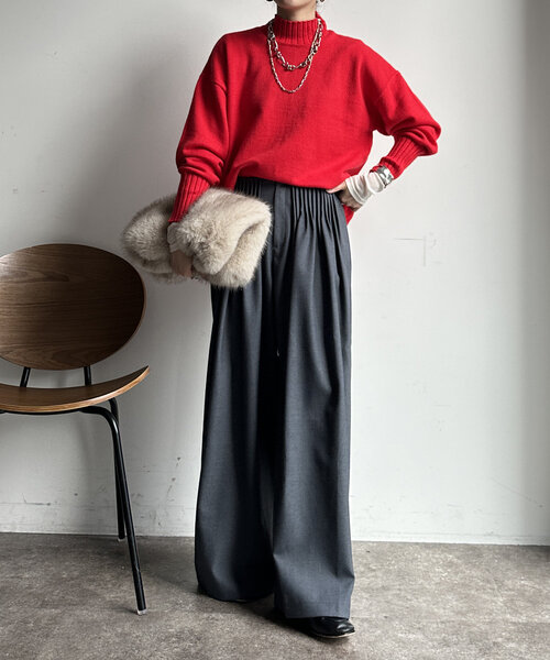 【WEB限定】モッチリミドルゲージハイネックニット（ニット/セーター）｜DouDou（ドゥドゥ）