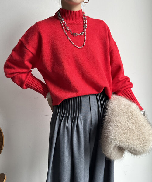 【WEB限定】モッチリミドルゲージハイネックニット（ニット/セーター）｜DouDou（ドゥドゥ）