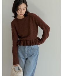 あさぎーにょ　poppy フリルニットセーター　ブラウン 1769324210.jpg?1671678338