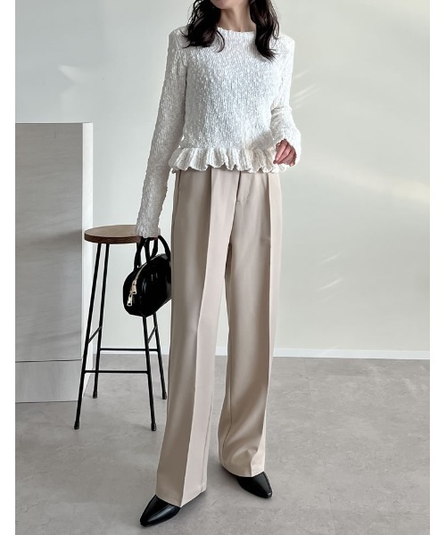 Re:EDIT（リエディ）の「[2024-25 WINTER COLLECTION]マシュマロタッチポップコーン裾フリルニットトップス（ニット/セーター・レディース・ブラック/アイボリー/レッド/ブラウン/ピンク・MEDIUM/LARGE）」の10枚目の写真