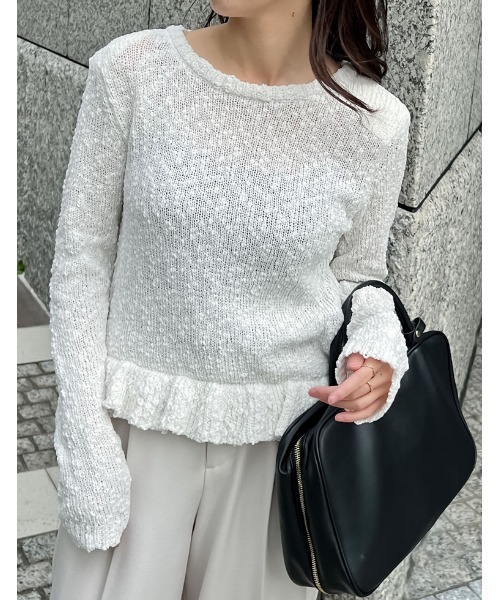 Re:EDIT（リエディ）の「[2024-25 WINTER COLLECTION]マシュマロタッチポップコーン裾フリルニットトップス（ニット/セーター・レディース・ブラック/アイボリー/レッド/ブラウン/ピンク・MEDIUM/LARGE）」の19枚目の写真