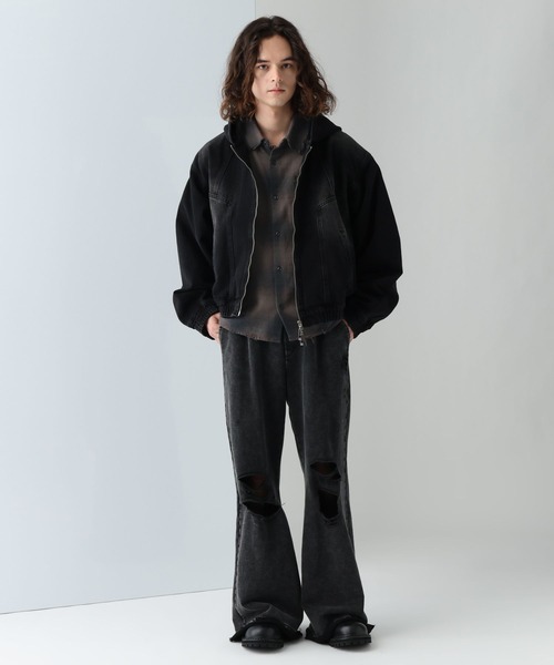 HARE（ハレ）の「ダメージチェックネルシャツ(HARE)（シャツ/ブラウス・メンズ・ブラック/ブラウン/ブルー・FREE）」の9枚目の写真