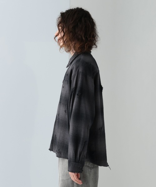 HARE（ハレ）の「ダメージチェックネルシャツ(HARE)（シャツ/ブラウス・メンズ・ブラック/ブラウン/ブルー・FREE）」の15枚目の写真