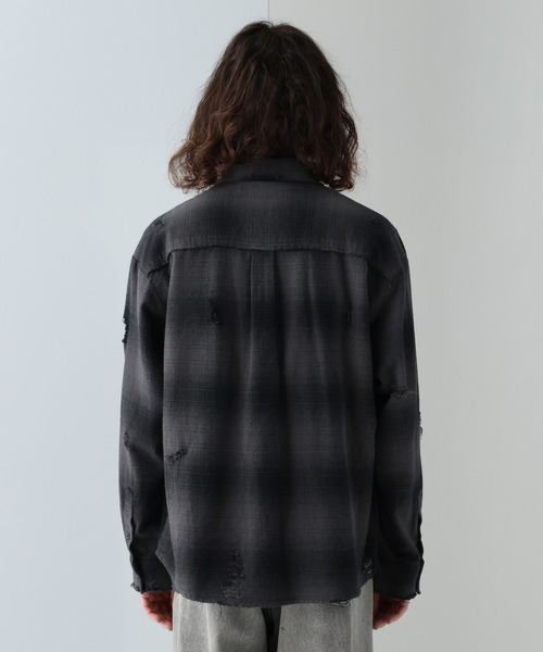 HARE（ハレ）の「ダメージチェックネルシャツ(HARE)（シャツ/ブラウス・メンズ・ブラック/ブラウン/ブルー・FREE）」の16枚目の写真