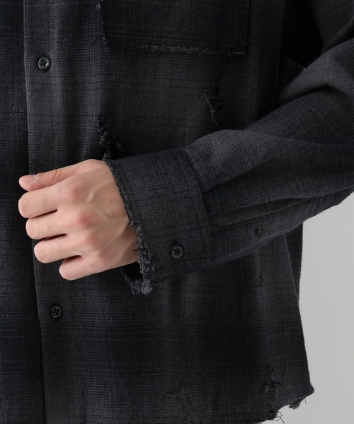 HARE（ハレ）の「ダメージチェックネルシャツ(HARE)（シャツ/ブラウス・メンズ・ブラック/ブラウン/ブルー・FREE）」の19枚目の写真