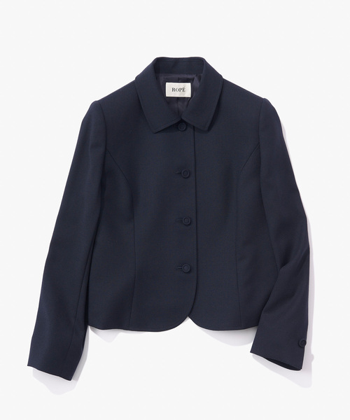 ROPE'(ロペ)の「【J'aDoRe・店舗限定】【理英会監修】ウールクレープステンカラージャケット&フレアワンピース 2点セット(ワンピース・レディース・ネイビー・38)」の2枚目の写真