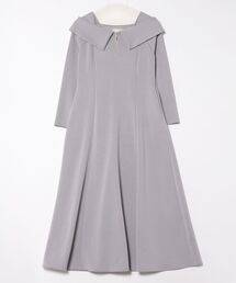 ZIPオフショルネックフレアカットソーワンピース