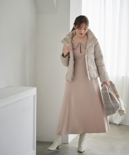 12Twelve Agenda（トゥエルブ　アジェンダ）の「ZIPオフショルネックフレアカットソーワンピース（ワンピース・レディース・ライトグレー/ベージュ・M）」の11枚目の写真