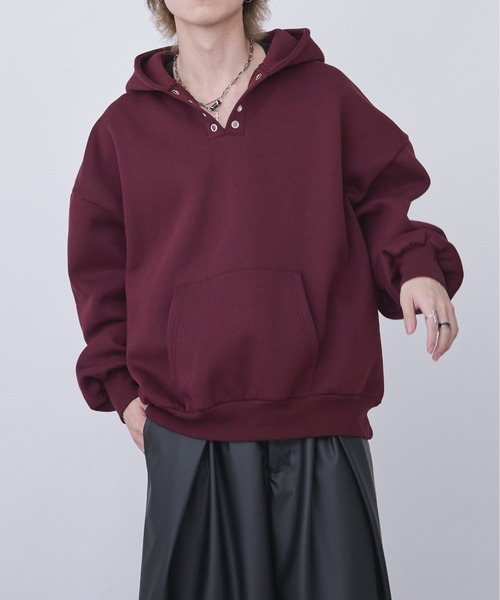 レースアップフーディ/サムホール付き（パーカー）｜Ellno Loset