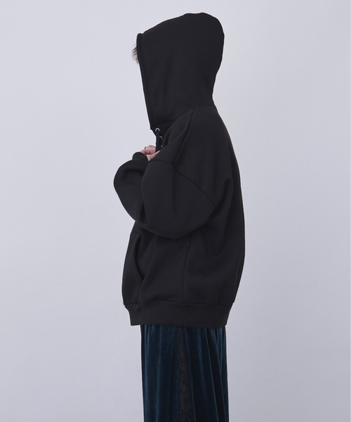 Ellno Loset（エルノロゼット）の「レースアップフーディ/サムホール付き（パーカー・メンズ・ボルドー/ブラック・SMALL/LARGE/MEDIUM）」の20枚目の写真