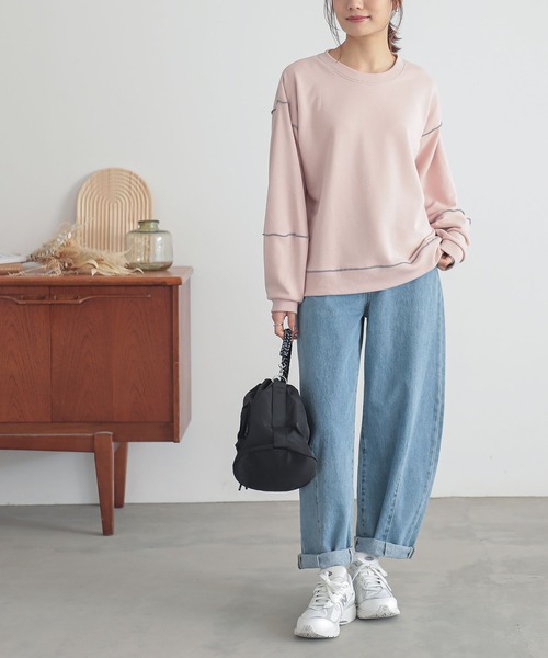 n'OrLABEL（ノアールレーベル）の「『裏毛メローランタンスリーブプルオーバー』（スウェット・レディース・ピンク/ライトブルー/オートミール/チャコール・2/1）」の15枚目の写真