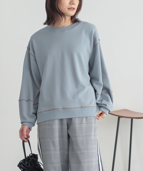 n'OrLABEL（ノアールレーベル）の「『裏毛メローランタンスリーブプルオーバー』（スウェット・レディース・ピンク/ライトブルー/オートミール/チャコール・2/1）」の9枚目の写真