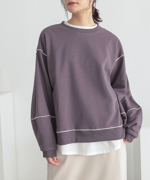 n'OrLABEL（ノアールレーベル）の「『裏毛メローランタンスリーブプルオーバー』（スウェット・レディース・ピンク/ライトブルー/オートミール/チャコール・2/1）」の5枚目の写真