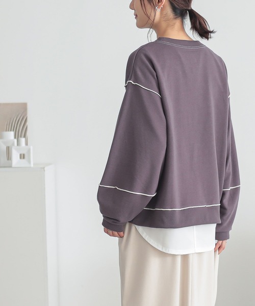 n'OrLABEL（ノアールレーベル）の「『裏毛メローランタンスリーブプルオーバー』（スウェット・レディース・ピンク/ライトブルー/オートミール/チャコール・2/1）」の6枚目の写真