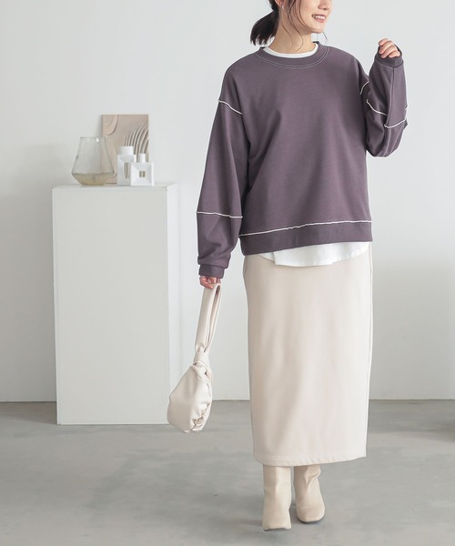 n'OrLABEL（ノアールレーベル）の「『裏毛メローランタンスリーブプルオーバー』（スウェット・レディース・ピンク/ライトブルー/オートミール/チャコール・2/1）」の7枚目の写真