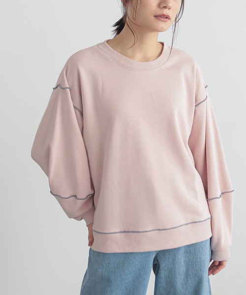 n'OrLABEL（ノアールレーベル）の「『裏毛メローランタンスリーブプルオーバー』（スウェット・レディース・ピンク/ライトブルー/オートミール/チャコール・2/1）」の14枚目の写真