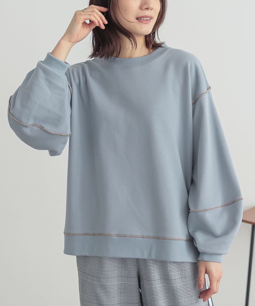 n'OrLABEL（ノアールレーベル）の「『裏毛メローランタンスリーブプルオーバー』（スウェット・レディース・ピンク/ライトブルー/オートミール/チャコール・2/1）」の8枚目の写真