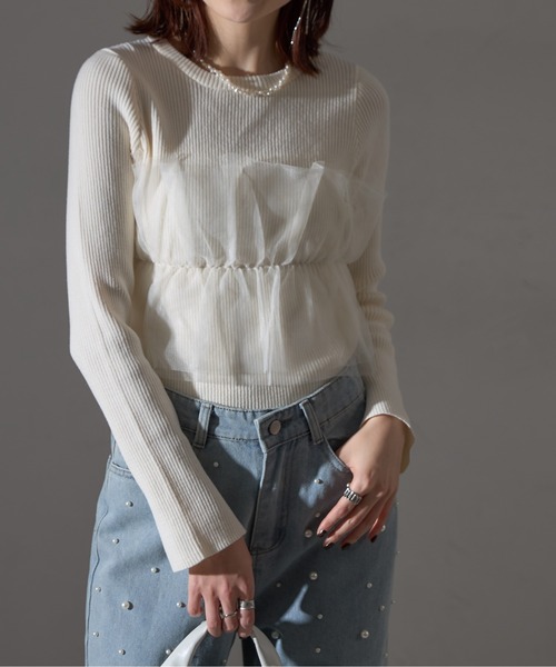 セール】フリルチュール付ニットプルオーバー（ニット/セーター