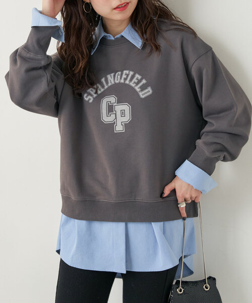 natural couture（ナチュラルクチュール）の「SPRING FIELD 裏毛TOPS（ニット/セーター・レディース・オートミール/ブルー/チャコールグレー・FREE）」の2枚目の写真