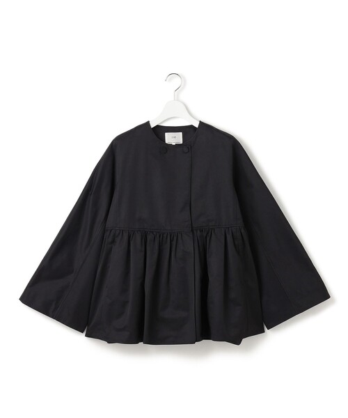 23区 L(ニジュウサンクオオキイサイズ)の「【VERYコラボ/撥水加工】グロッシーツイル アウター(ノーカラーコート・レディース・ブラック系/ベージュ系・44/46)」の9枚目の写真
